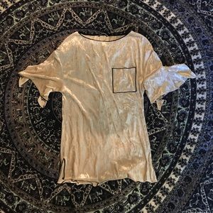 White velvet dress with pocket